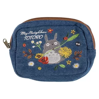 My Neighbor Totoro Denim Pouch Totoro & flower wreath