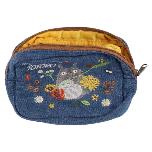 My Neighbor Totoro Denim Pouch Totoro & flower wreath
