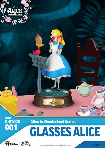 Alice in Wonderland Mini Diorama Stage PVC Szobor Glasses Alice 10 cm