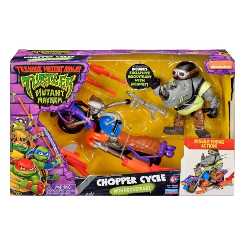 Teenage Mutant Ninja Turtles Action Figure with Vehicle Rocksteady & Chopper 12 cm