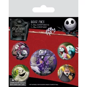   Nightmare Before Christmas Pin-Back Buttons 5-Pack Characters