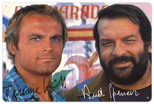 Bud Spencer & Terence Hill Tin Sign Autogramm 20 x 30 cm