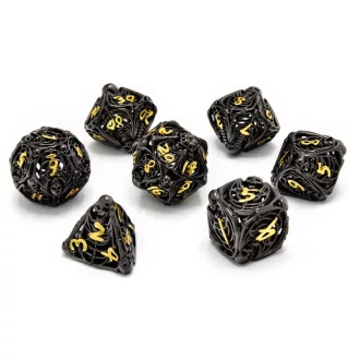 CritStones Hollow Metal Dice Set Soulreaper Gold (7)