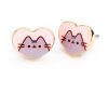 Pusheen Stud Earrings Pink and Gold Heart