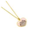 Pusheen Pendant & Necklace Pink and Gold Heart