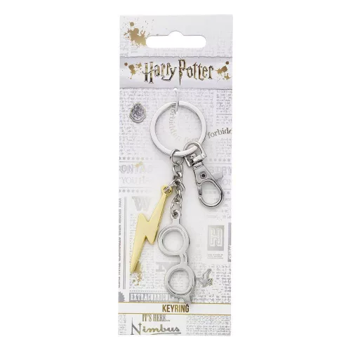 Harry Potter Kulcstartó Lightening Bolt & Glasses (silver plated)