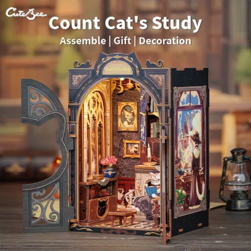 Book Nook Count Cat's Study 17 x 12 cm