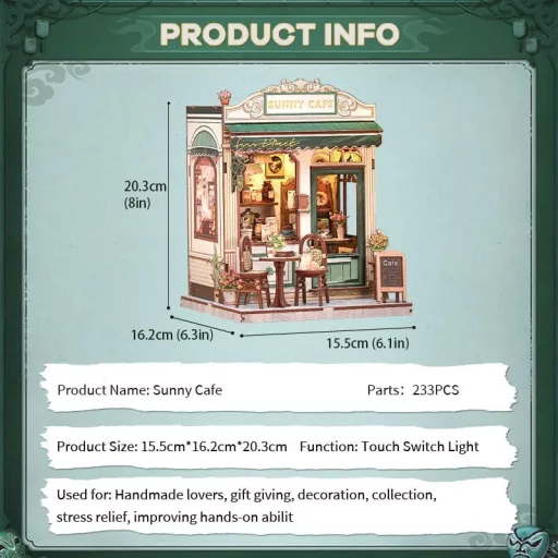 Miniature House Model Kit Sunny Cafe 20 x 16 cm