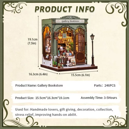 Miniature House Model Kit Gallery Bookstore 20 x 16 cm