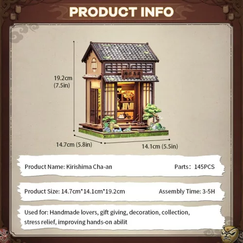 Miniature House Model Kit Kirishima Cha-an 19 x 14 cm