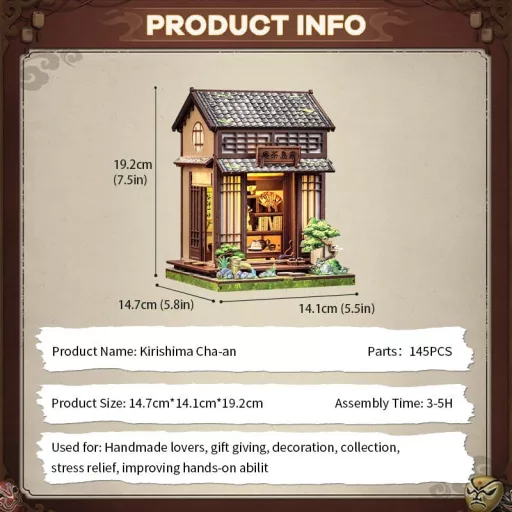 Miniature House Model Kit Kirishima Cha-an 19 x 14 cm