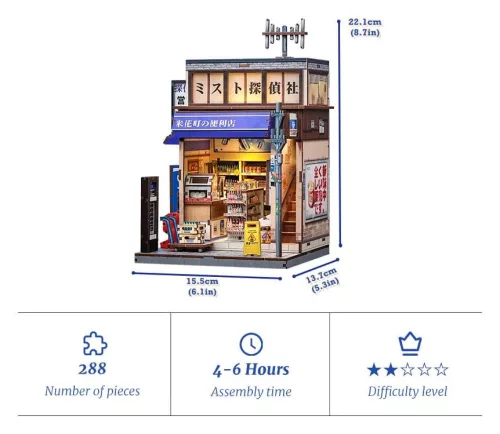 Miniature House Model Kit Beika-cho Convenience Store 22 x 15 cm