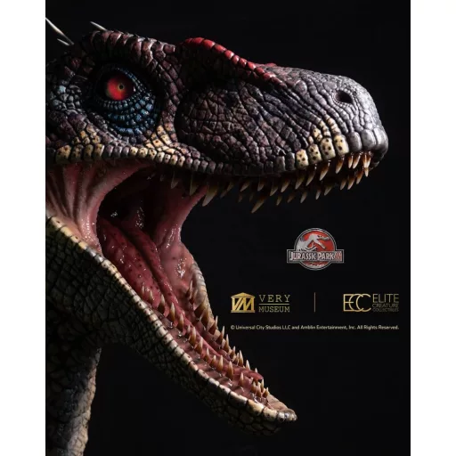 Jurassic Park III Life Size Bust Male Alpha Velociraptor Blood Knight" 83 cm"