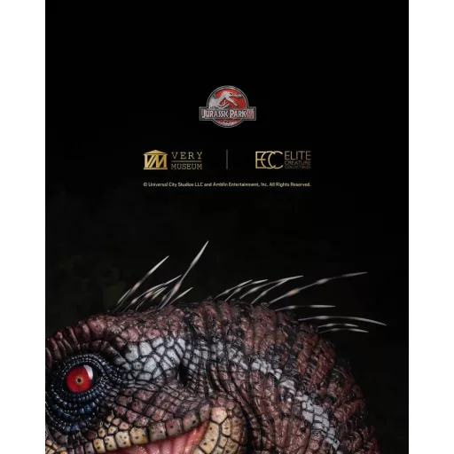 Jurassic Park III Life Size Bust Male Alpha Velociraptor Blood Knight" 83 cm"