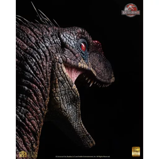 Jurassic Park III Life Size Bust Male Alpha Velociraptor Blood Knight" 83 cm"