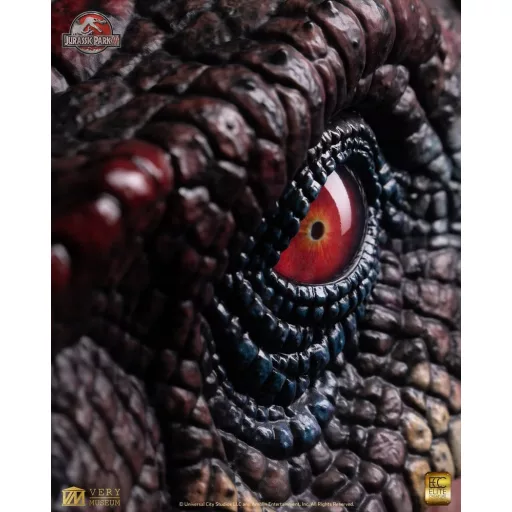Jurassic Park III Life Size Bust Male Alpha Velociraptor Blood Knight" 83 cm"