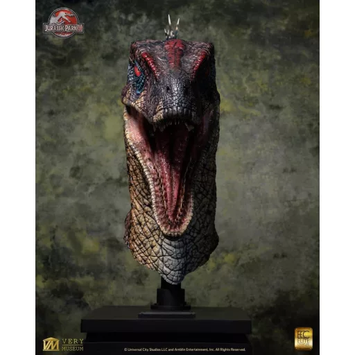 Jurassic Park III Life Size Bust Male Alpha Velociraptor Blood Knight" 83 cm"