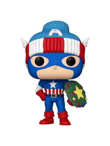 Marvel POP! Vinyl Figura Holiday Capt. America Figura 9 cm