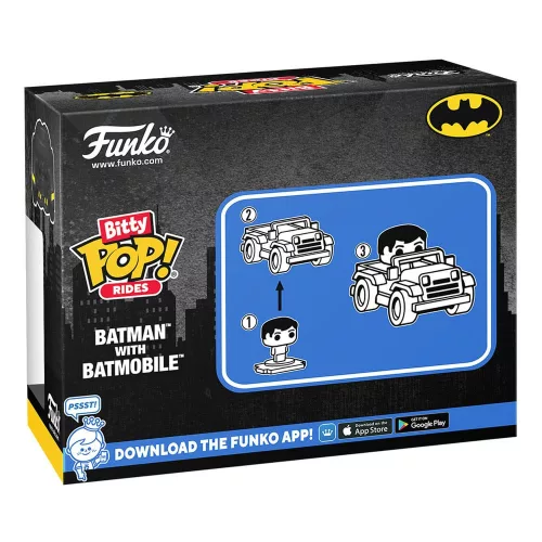 DC Comics Bitty POP! Rides Vinyl Figura Batman w/Batmobile 2,5 cm