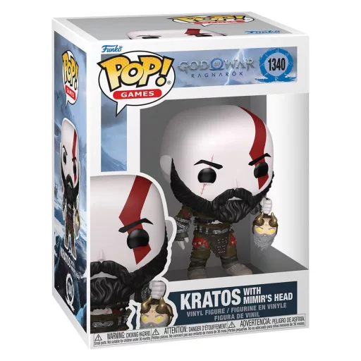 God of War Ragnarök POP! Games Vinyl Figure Kratos w/Mimir's Head 9 cm