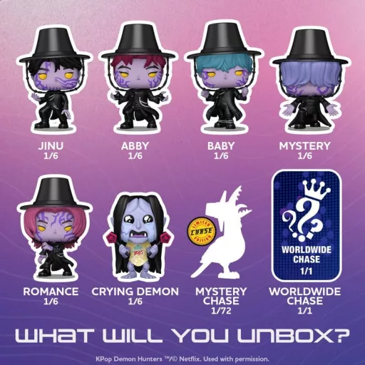 KPop Demon Hunters POP! Mystery Vinyl Figures 6pcPDQBox 9 cm Blind Box Assortment (6)