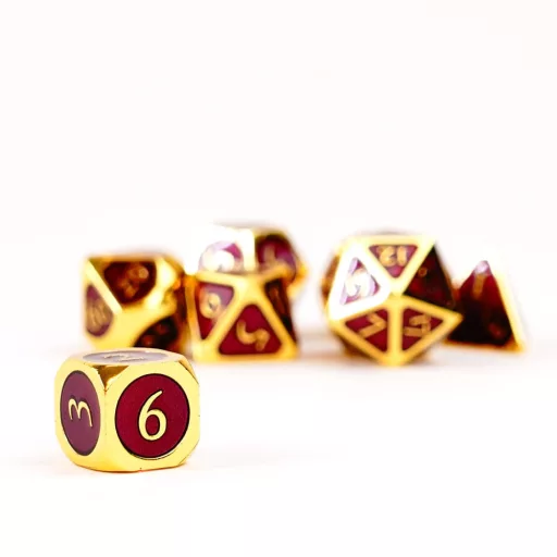 FanRoll  Dice Set Gold with Purple Enamel (7)