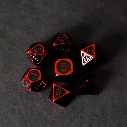 FanRoll  Dice Set Red with Black Enamel (7)