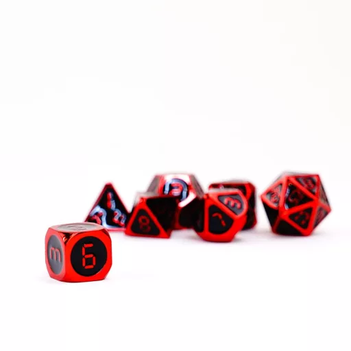 FanRoll  Dice Set Red with Black Enamel (7)