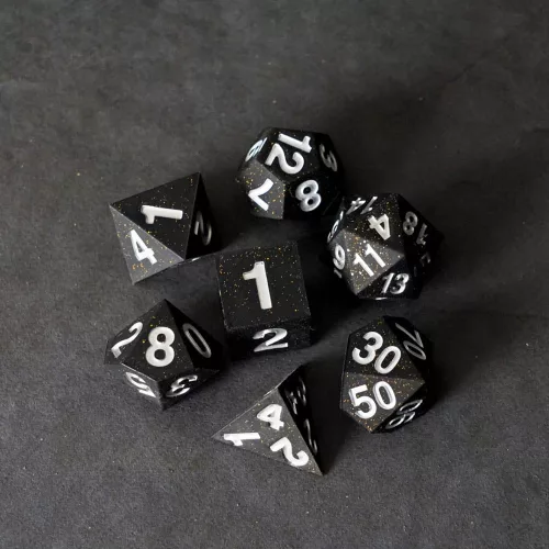 FanRoll Sharp Edge Silicone Dice Set Gold Scatter (7)