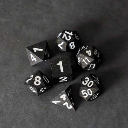 FanRoll Sharp Edge Silicone Dice Set Gold Scatter (7)