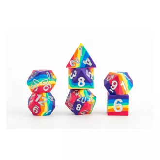 FanRoll Sharp Edge Silicone Dice Set Rainbow (7)