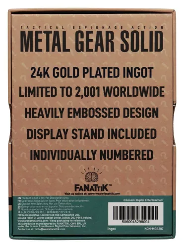 Metal Gear Solid 2 Ingot Snake 24k Gold Plated Limited Edition