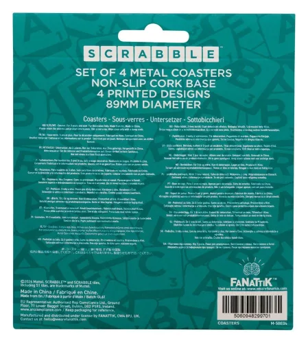 Scrabble Coaster 4-Pack Printed Metal