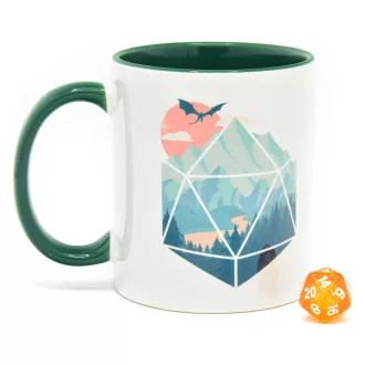 Glassstaff Gift Set Mug & Dice D20 A D20 Scene
