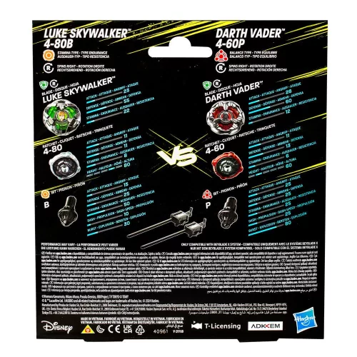 Beyblade X and Star Wars Collab Luke Skywalker 4-80B vs. Darth Vader 4-60B