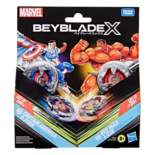 Beyblade X and Marvel Collab Captain America 4-70GB vs. Red Hulk 1-80R