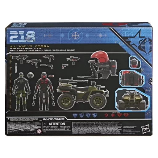 G.I. Joe Classified Series Action Figure & Vehicle Set Snake Eyes & Varmint ATV vs. Stealth Viper & Cobra Stealth Flight Pod (Trubble Bubble) 15 cm