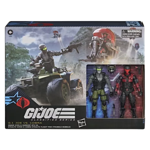 G.I. Joe Classified Series Action Figure & Vehicle Set Snake Eyes & Varmint ATV vs. Stealth Viper & Cobra Stealth Flight Pod (Trubble Bubble) 15 cm
