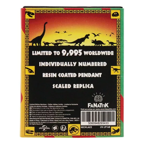 Jurassic Park Replika Necklace with amber pendant Limited Edtiton