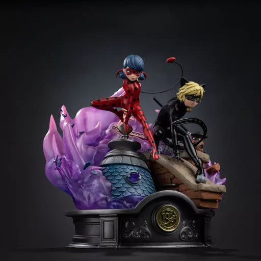 Miraculous Deluxe Art Scale Statue 1/10 Lady Bug and Cat Noir Signed Edition 23 cm