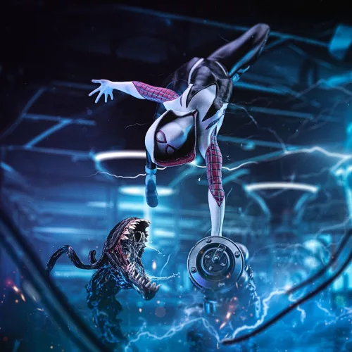 Spider-Man vs Villains Art Scale Statue 1/10 Ghost Spider Diorama  34 cm