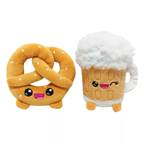 Yummis Together Plush Figures 2 Pack Pretzel & Beer in Take Away Bag 21 cm