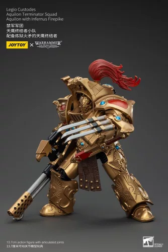 Warhammer The Horus Heresy Figura 1/18 Legio Custodes Aquilon Terminator Squad Aquilon with Infernus Firepike 14 cm