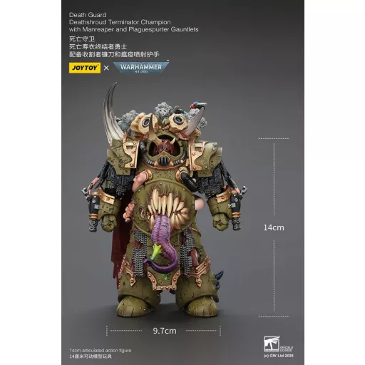 Warhammer 40k Action Figure 1/18 Death Guard Deathshroud Terminator 1 with Manreaper and Plaguespurter Gauntlet 14 cm
