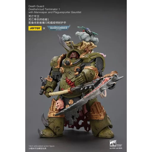 Warhammer 40k Action Figure 1/18 Death Guard Deathshroud Terminator 1 with Manreaper and Plaguespurter Gauntlet 14 cm