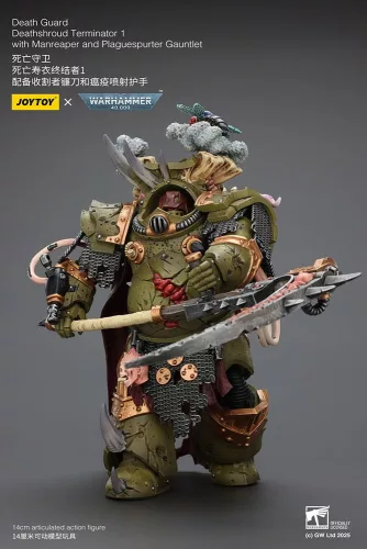 Warhammer 40k Action Figure 1/18 Death Guard Deathshroud Terminator 1 with Manreaper and Plaguespurter Gauntlet 14 cm
