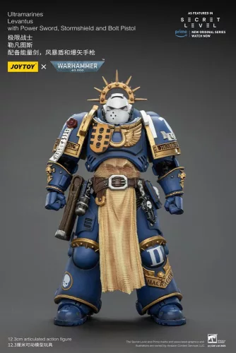 Warhammer 40,000 Action Figure Ultramarines Levantus with Power Sword, Stormshield and Bolt Pistol 13 cm