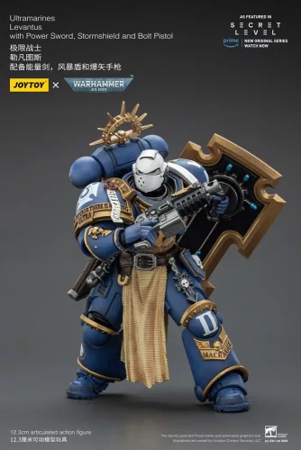 Warhammer 40,000 Action Figure Ultramarines Levantus with Power Sword, Stormshield and Bolt Pistol 13 cm