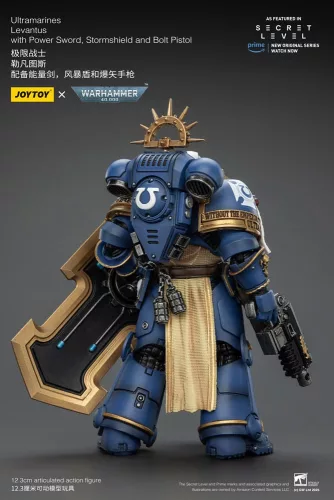 Warhammer 40,000 Action Figure Ultramarines Levantus with Power Sword, Stormshield and Bolt Pistol 13 cm