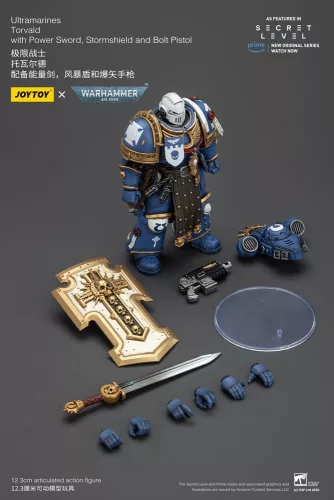 Warhammer 40,000 Action Figure Ultramarines Torvald with Power Sword, Stormshield and Bolt Pistol 13 cm